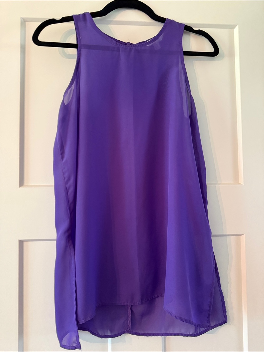 Sleeveless Sheer Purple Blouse